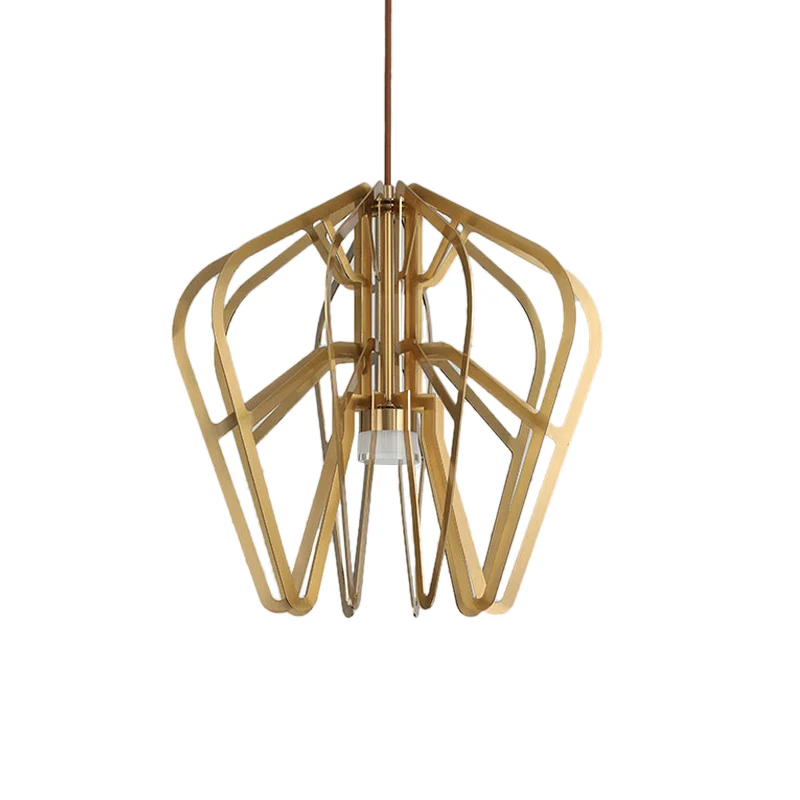 Kroonvormige bistro-hanger met metalen postmoderne LED-hanglamp goud Clearhalo