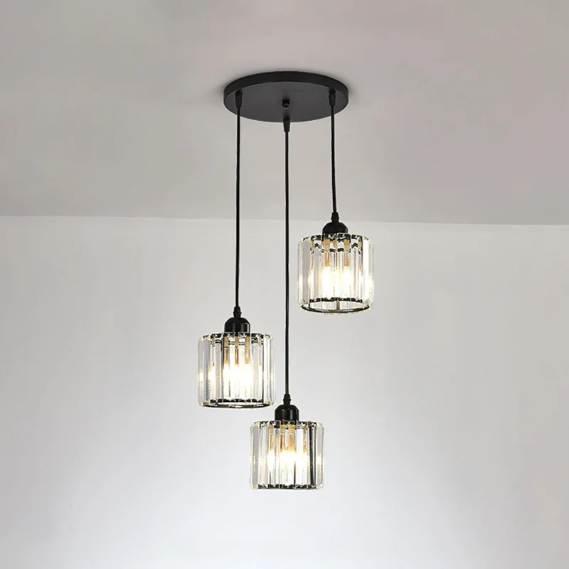 Kubusvormige multiplafondlamp Eenvoud Kristal 3 lampen Eetkamerophanglamp goud Clearhalo