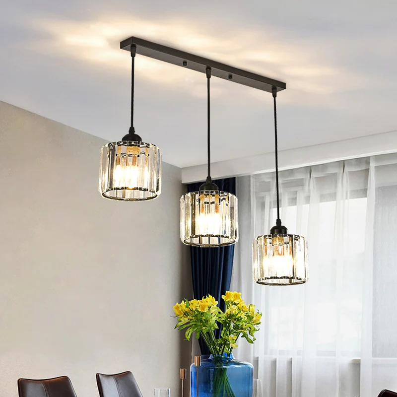 Kubusvormige multiplafondlamp Eenvoud Kristal 3 lampen Eetkamerophanglamp goud Clearhalo
