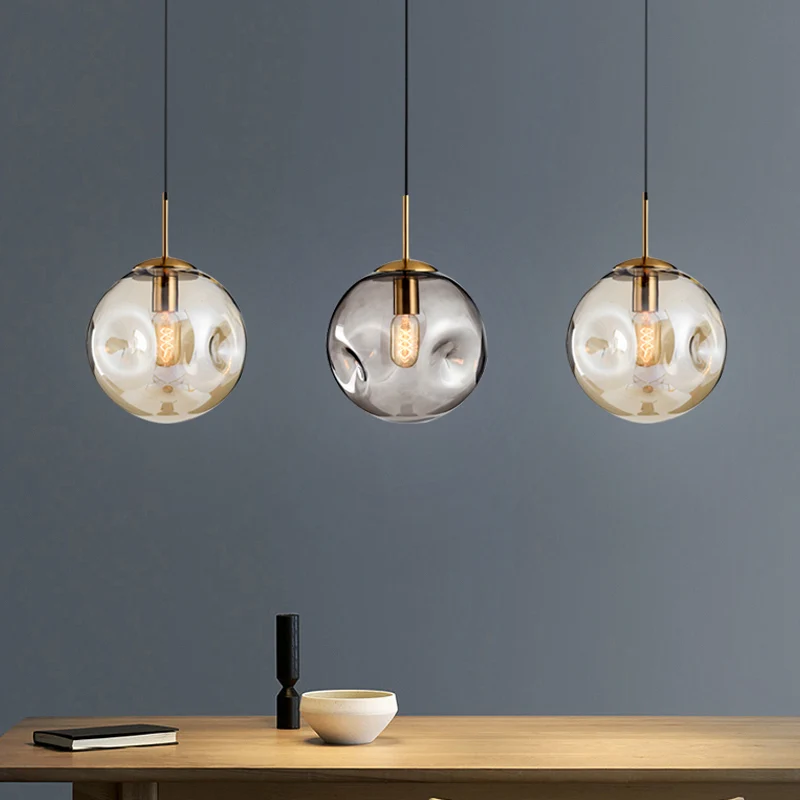 Kuiltjesbol Plafondhanger Modern Cognac/Rookgrijs Glas 1 Kop Messing Hanglamp voor Woonkamer Clearhalo