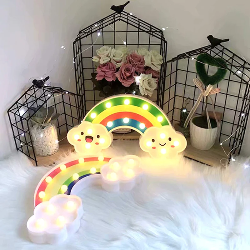 Kunststof regenboog LED-wandlamp Kinder witte batterij Tafelverlichtingsideeën wit Clearhalo