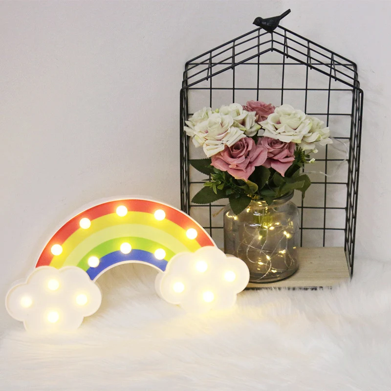 Kunststof regenboog LED-wandlamp Kinder witte batterij Tafelverlichtingsideeën wit Clearhalo