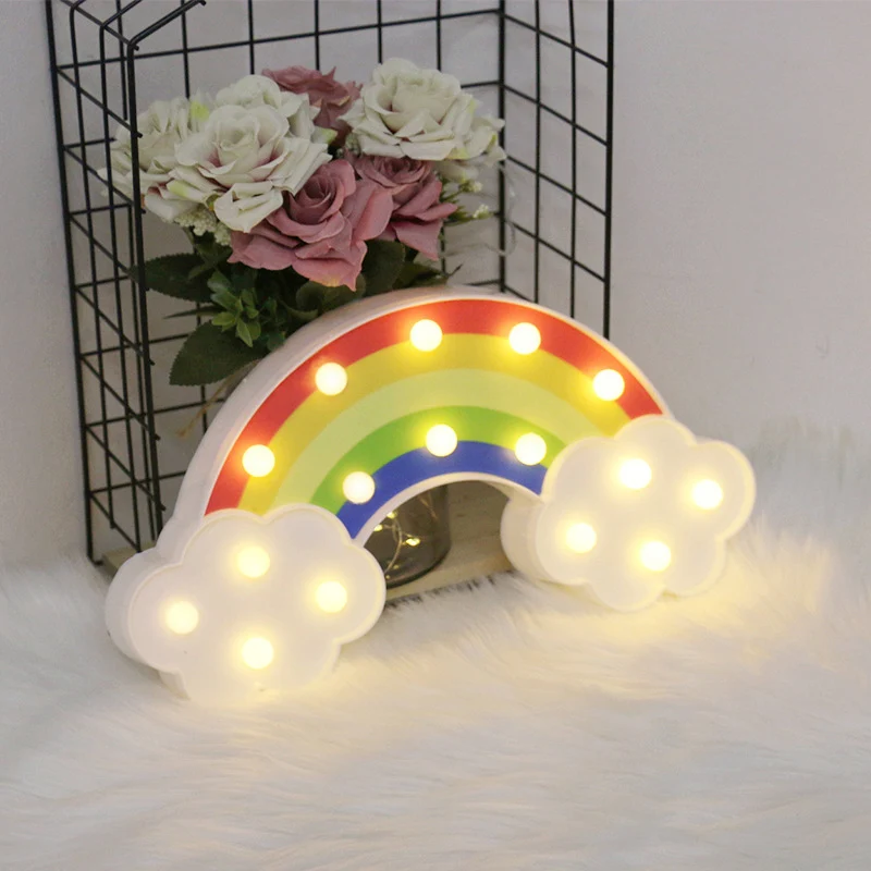 Kunststof regenboog LED-wandlamp Kinder witte batterij Tafelverlichtingsideeën wit Clearhalo