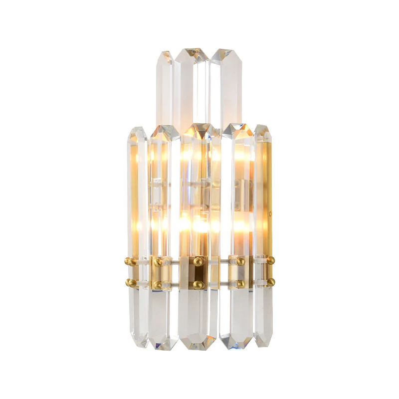 2 lagen helder kristal prisma wandlamp eigentijds 2 hoofden gouden wandkandelaar voor restaurant Clearhalo