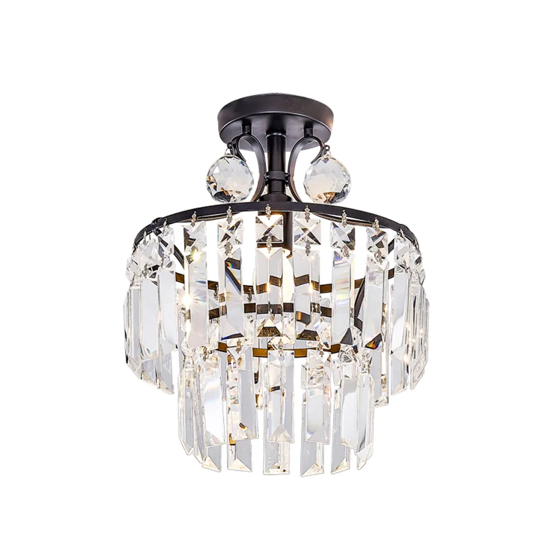 2 lagen semi-inbouwlamp modernisme kristalblok 1 licht zwart plafondlamp Clearhalo