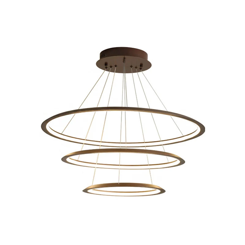 3/4 lagen slanke hoepel hanglamp eenvoudige aluminium woonkamer LED-kroonluchter goud/koffie Clearhalo