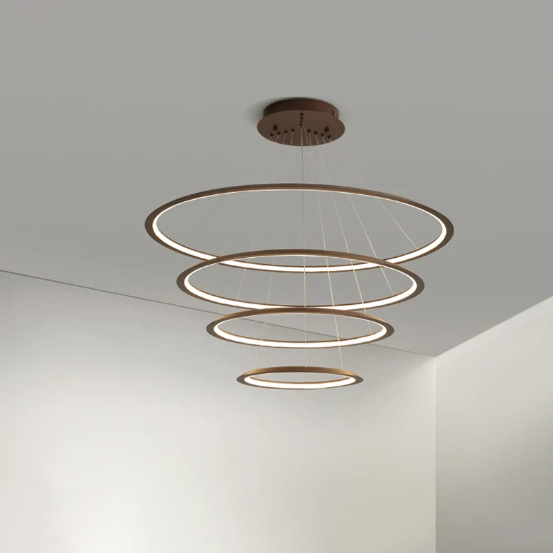 3/4 lagen slanke hoepel hanglamp eenvoudige aluminium woonkamer LED-kroonluchter goud/koffie Clearhalo