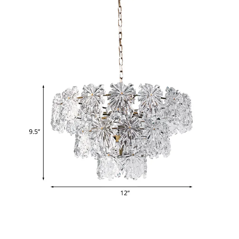 3 lagen sneeuwvlok kristallen druppellamp moderne 4/7 lampen 12 "/17" brede eetkamer plafondkroonluchter goud Clearhalo