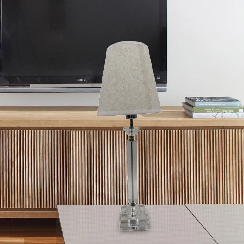 1 Lamp Baluster Stof Tafellamp Modernisme Handgesneden Kristallen Kleine Bureaulamp Grijs Clearhalo