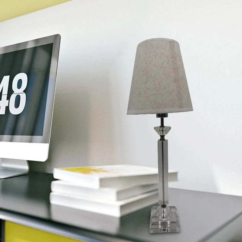 1 Lamp Baluster Stof Tafellamp Modernisme Handgesneden Kristallen Kleine Bureaulamp Grijs Clearhalo