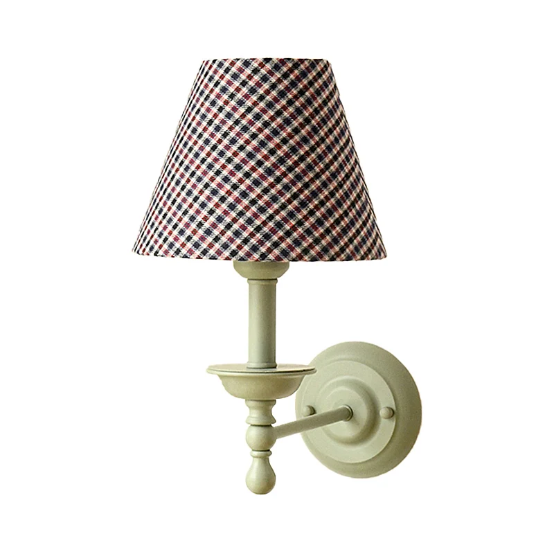 1 Lamp Cone Wandlamp Vintage Stijl Rood/Geel/Blauw Stoffen Schaduw Wandkandelaar voor Eetkamer Clearhalo