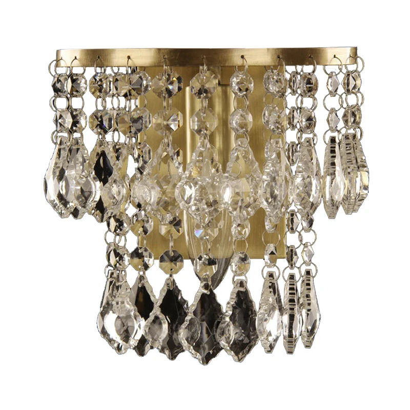 1 Lamp Crystal Drip Wandmontage Licht Platteland Messing Gelaagde Slaapkamer Muurverlichting Idee Clearhalo