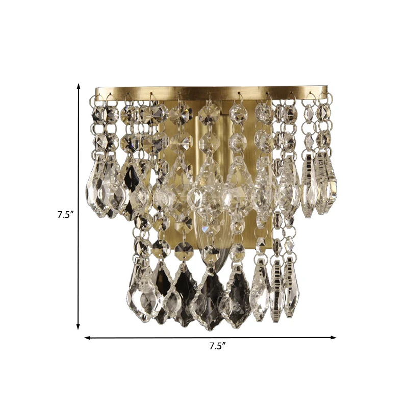 1 Lamp Crystal Drip Wandmontage Licht Platteland Messing Gelaagde Slaapkamer Muurverlichting Idee Clearhalo