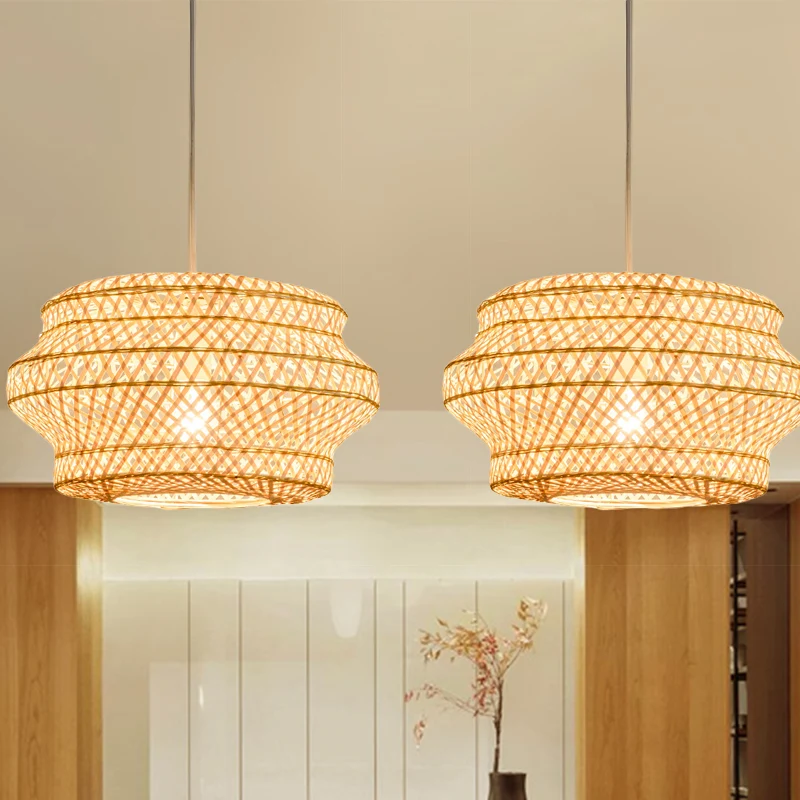 1 lamp handgemaakte hanglamp Traditionele bamboe hanglamp hout Clearhalo