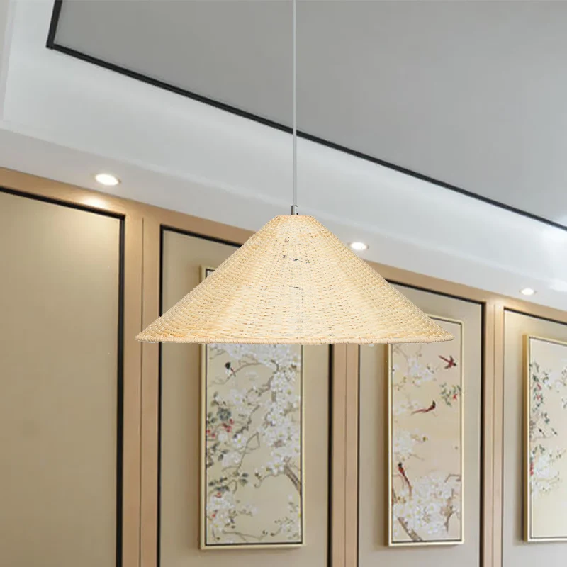 1 lamp handgeweven hanglamp Chinese bamboe hangende verlichtingsarmatuur beige Clearhalo