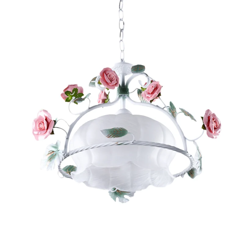 1 Lamp Hanglamp Pastorale Bloem Wit Glas LED Hanglamp voor Restaurant Clearhalo
