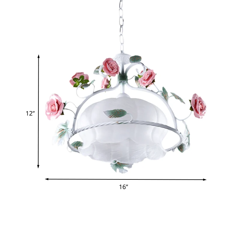 1 Lamp Hanglamp Pastorale Bloem Wit Glas LED Hanglamp voor Restaurant Clearhalo
