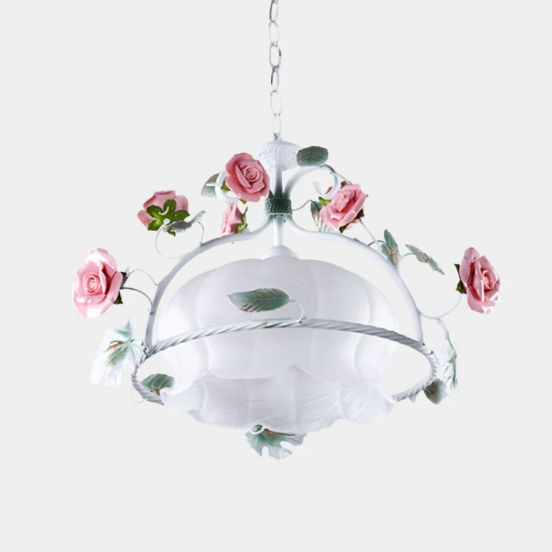 1 Lamp Hanglamp Pastorale Bloem Wit Glas LED Hanglamp voor Restaurant Clearhalo