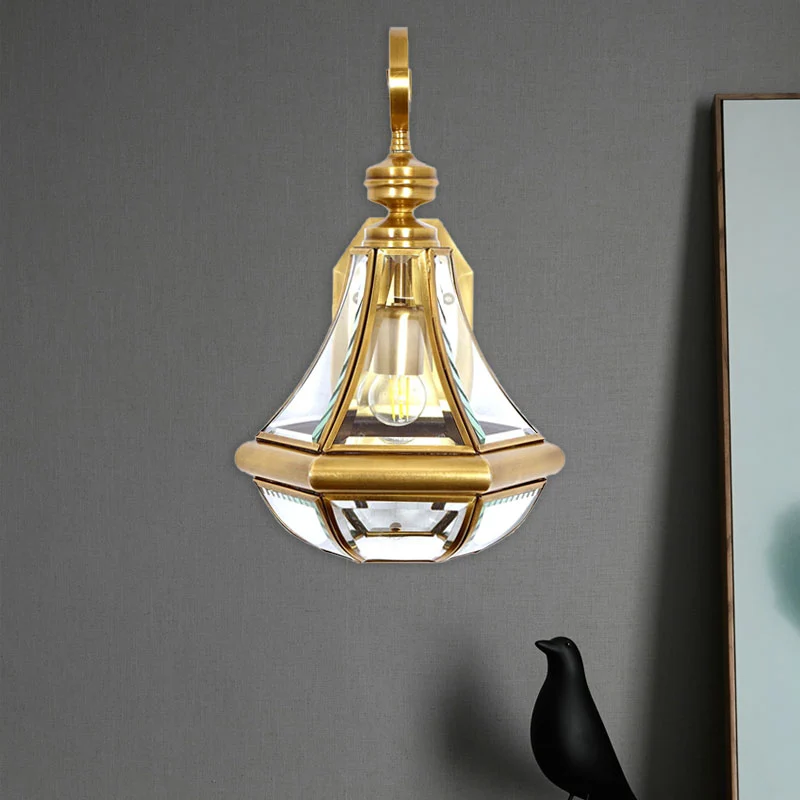 1 Lamp Kalebas Blaker Lamp Traditie Helder/Getextureerd Wit/Crème Glazen Wandverlichtingsarmatuur voor Nachtkastje Clearhalo