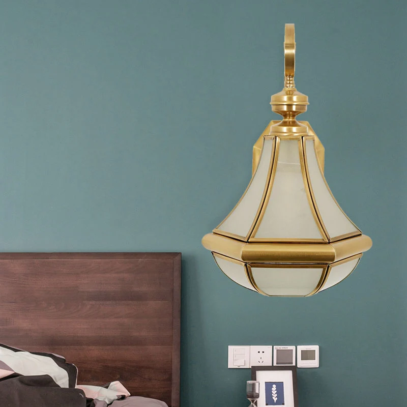 1 Lamp Kalebas Blaker Lamp Traditie Helder/Getextureerd Wit/Crème Glazen Wandverlichtingsarmatuur voor Nachtkastje Clearhalo