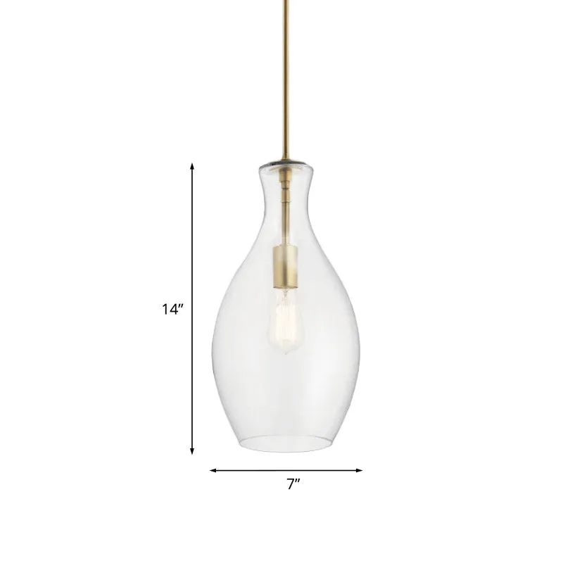 1 Lamp Keuken Hanglamp Eenvoudig Goud Plafond Hangarmatuur met Urn Helder Glazen Kap Clearhalo