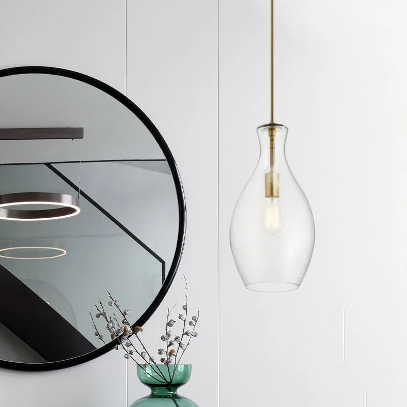 1 Lamp Keuken Hanglamp Eenvoudig Goud Plafond Hangarmatuur met Urn Helder Glazen Kap Clearhalo