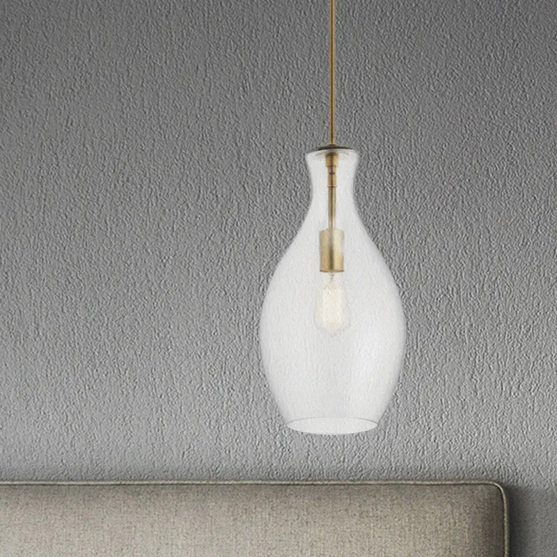 1 Lamp Keuken Hanglamp Eenvoudig Goud Plafond Hangarmatuur met Urn Helder Glazen Kap Clearhalo