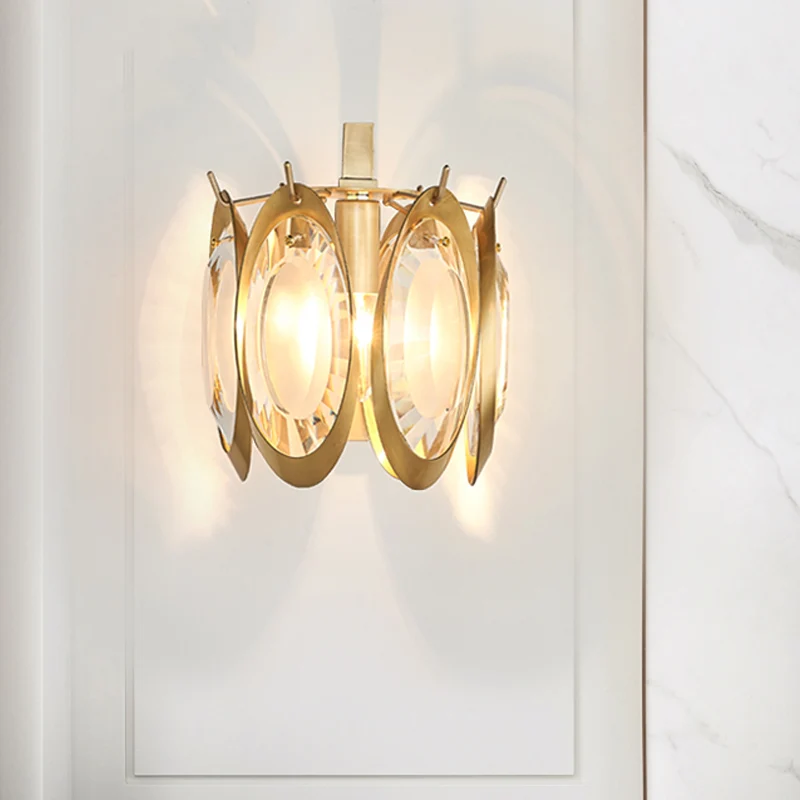 1 lamp messing en kristallen wandkandelaar koloniale stijl gouden ovale wandverlichtingsarmatuur Clearhalo