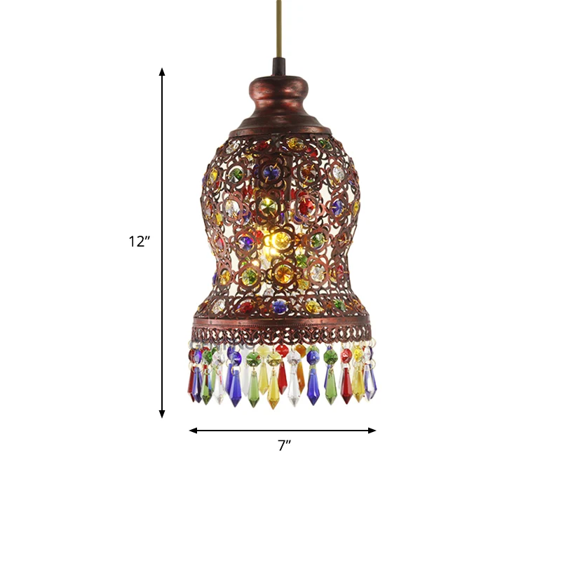 1 Lamp Metalen Hanglamp Armatuur Boheemse Koperen Urn Vorm Woonkamer Drop Lamp Clearhalo