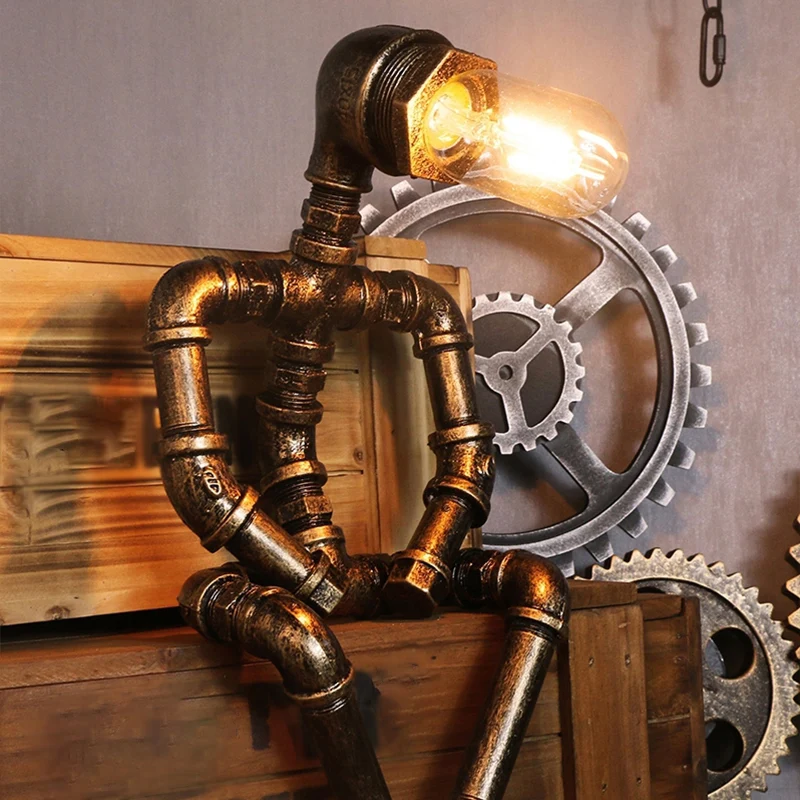 1 Lamp Metalen Nachtkastje Verlichting Magazijn Messing Robotvormige Slaapkamer Nachtkastje Lamp Clearhalo