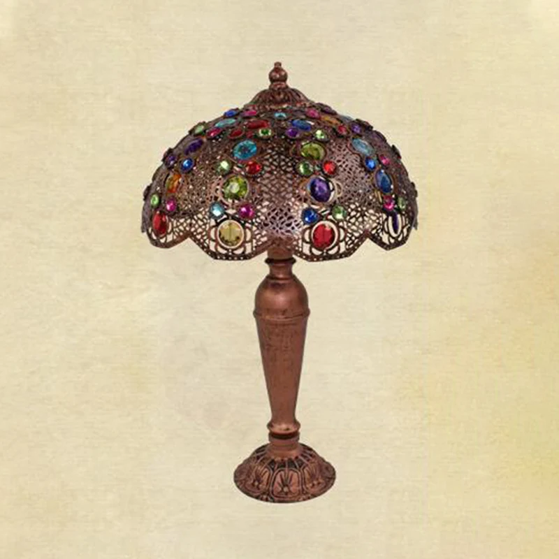 1 Lamp Nachtkastje Verlichting Art Deco Dome Metalen Nachtkastje Lamp Rood/Geel/Groen voor Woonkamer Clearhalo