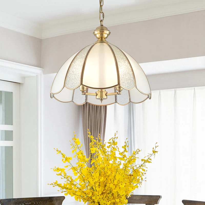 1 lamp plafond hanglamp kolonialisme keuken hanglamp met witte glazen kap van Sint-Jacobsschelp Clearhalo