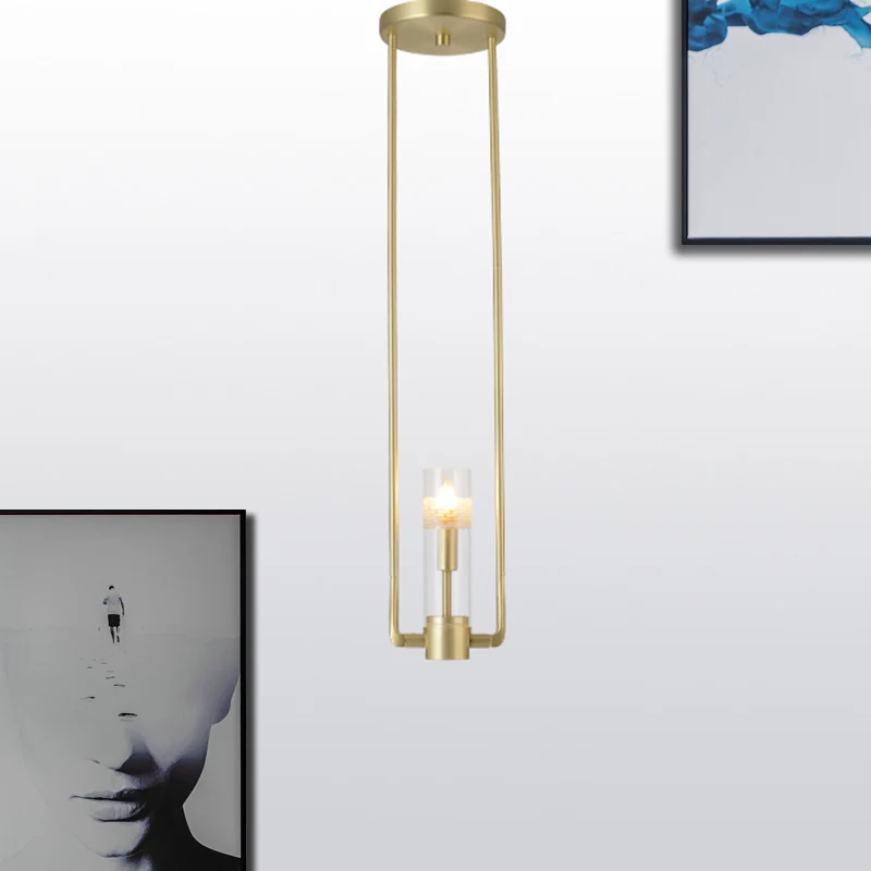 1 Lamp Restaurant Ophanging Hanglamp Modern Goud Hanglamp met Cilinder Helder Glazen Kap Clearhalo