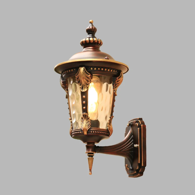 1 lamp schanslamp platteland buiten wandgemonteerde lamp met waterglazen kap koffie Clearhalo