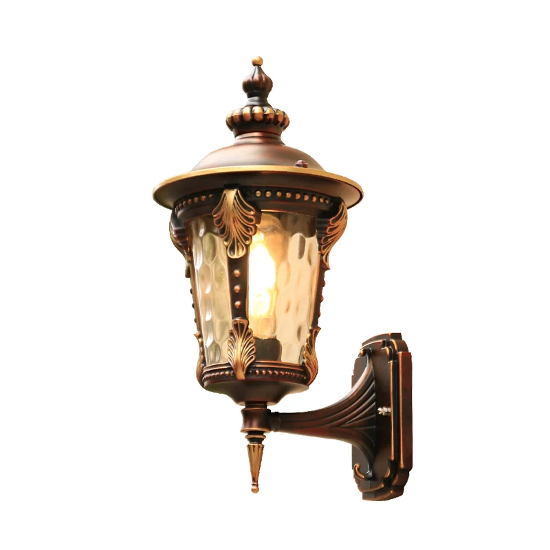 1 lamp schanslamp platteland buiten wandgemonteerde lamp met waterglazen kap koffie Clearhalo