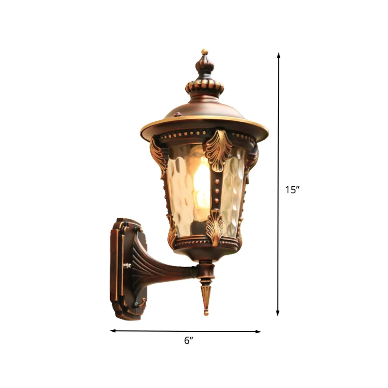 1 lamp schanslamp platteland buiten wandgemonteerde lamp met waterglazen kap koffie Clearhalo