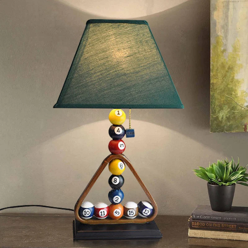 1 Lamp Snooker Pull Chain Tafellamp Kit Traditionele Groene Stof Uitlopende Schaduw Nachtkastje Verlichting Clearhalo