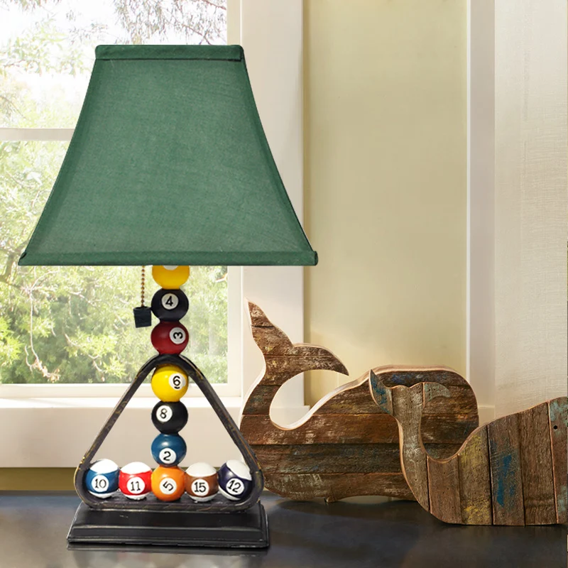 1 Lamp Snooker Pull Chain Tafellamp Kit Traditionele Groene Stof Uitlopende Schaduw Nachtkastje Verlichting Clearhalo
