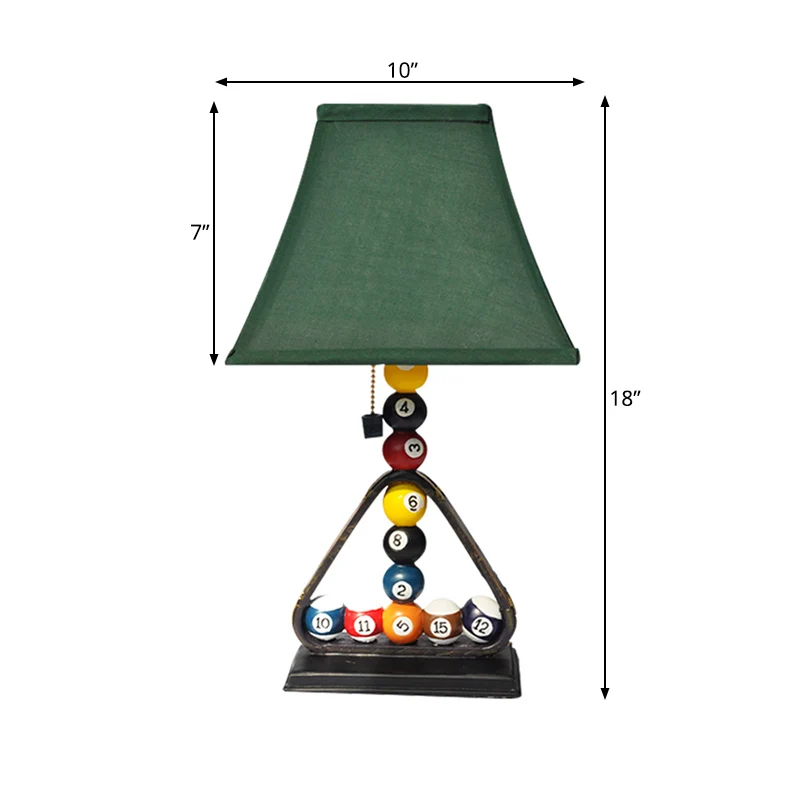 1 Lamp Snooker Pull Chain Tafellamp Kit Traditionele Groene Stof Uitlopende Schaduw Nachtkastje Verlichting Clearhalo
