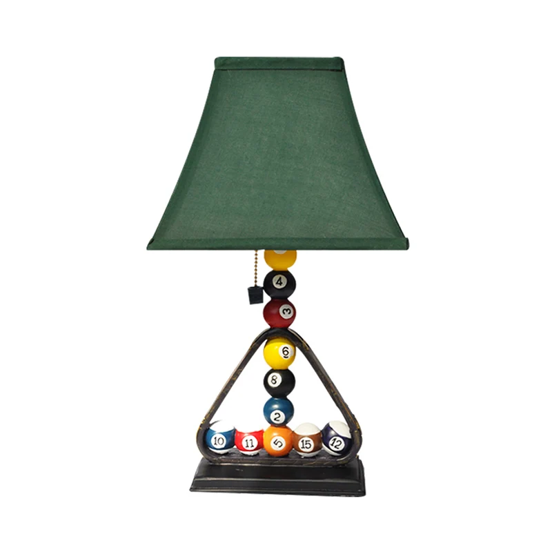 1 Lamp Snooker Pull Chain Tafellamp Kit Traditionele Groene Stof Uitlopende Schaduw Nachtkastje Verlichting Clearhalo