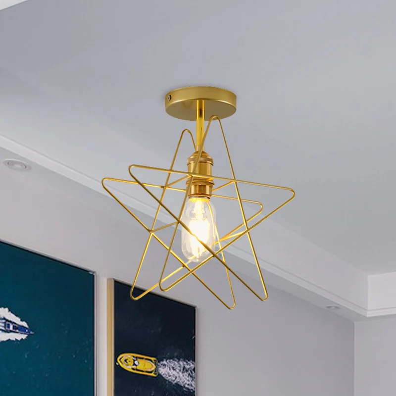 1 lamp Star Cage semi-inbouwlamp industrieel vintage zwart/goud metallic semi-inbouwverlichting voor gang Clearhalo