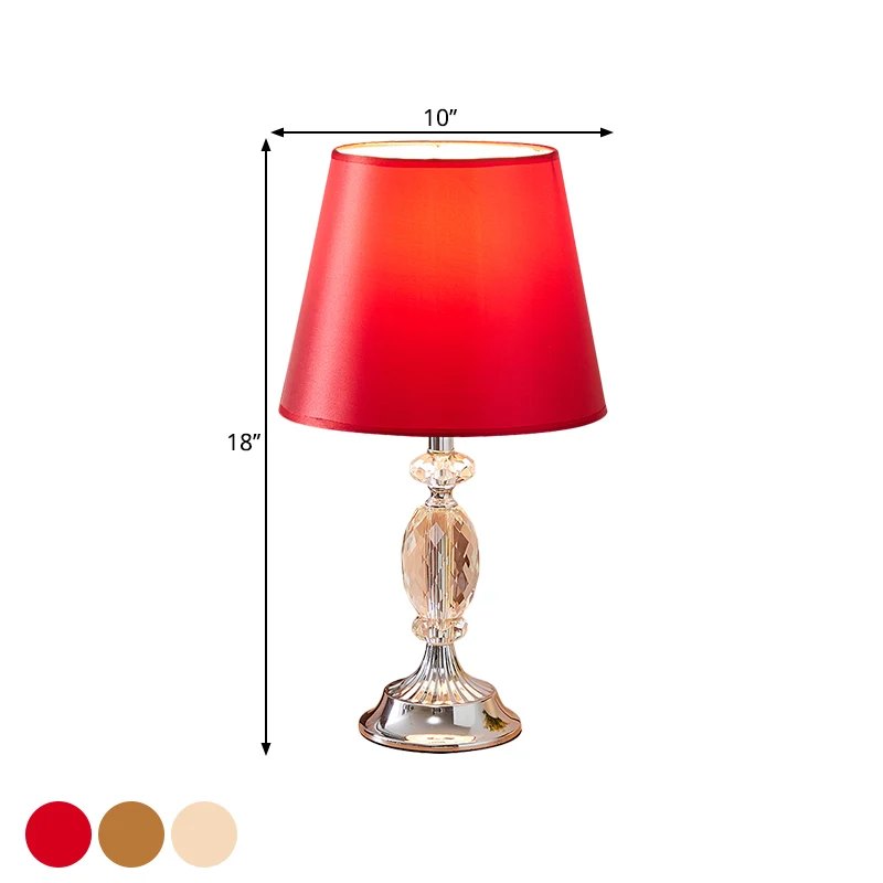1 lamp stoffen kap tafellamp traditioneel rood/koffie/vlas taps toelopend nachtkastje lamp met afgeschuinde kristallen blo...