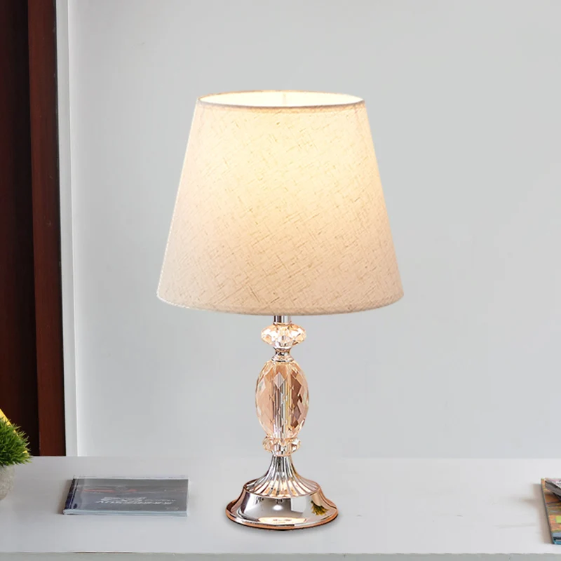 1 lamp stoffen kap tafellamp traditioneel rood/koffie/vlas taps toelopend nachtkastje lamp met afgeschuinde kristallen blo...