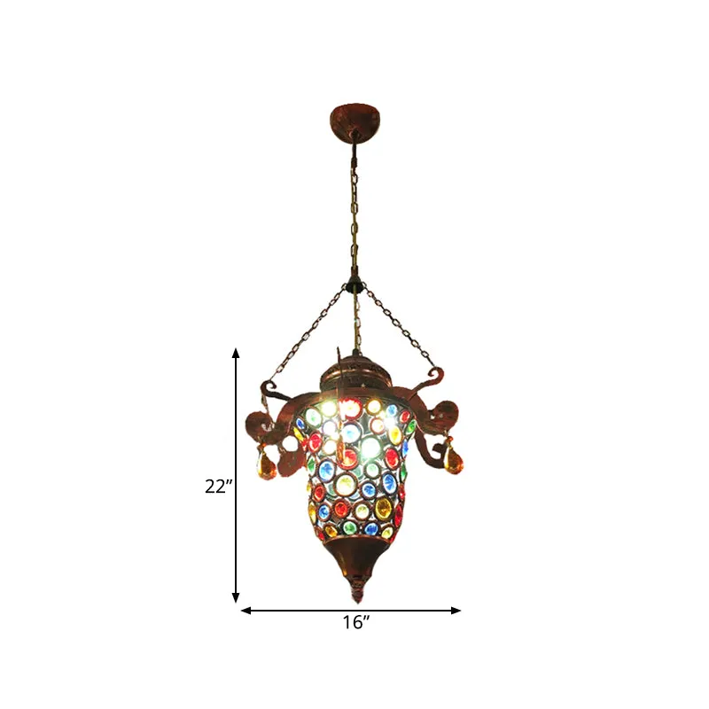 1 lamp urn hanglamp, vintage koperen metalen hanglampset voor gang Clearhalo