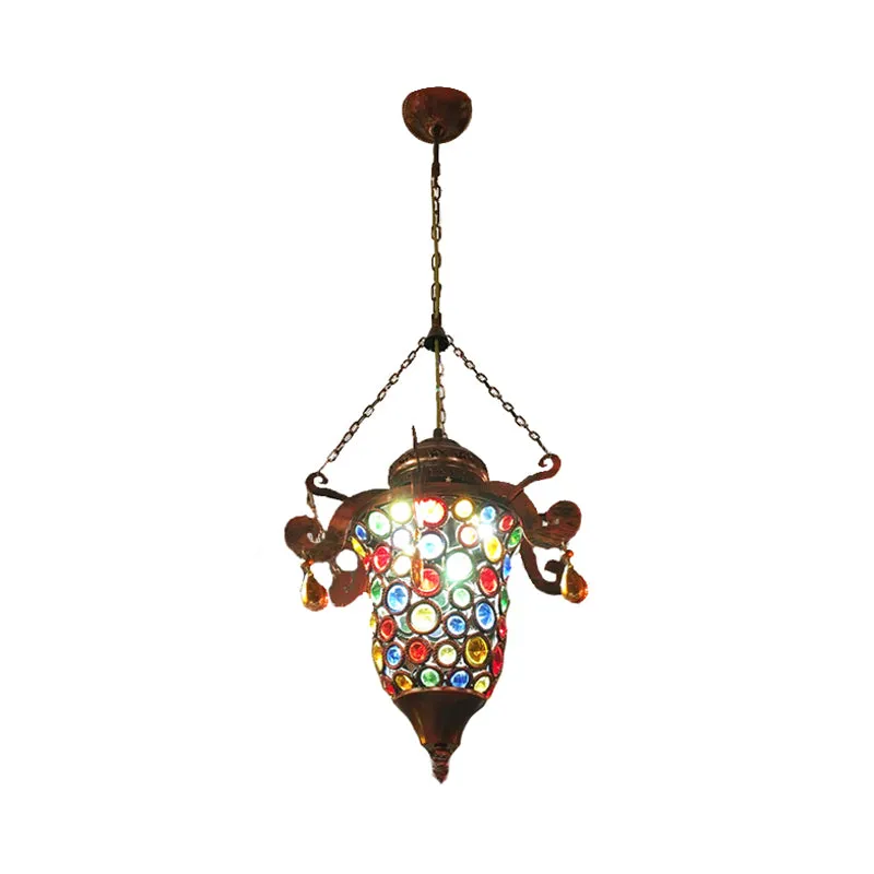 1 lamp urn hanglamp, vintage koperen metalen hanglampset voor gang Clearhalo