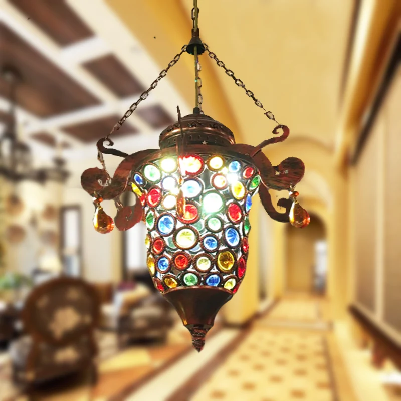 1 lamp urn hanglamp, vintage koperen metalen hanglampset voor gang Clearhalo