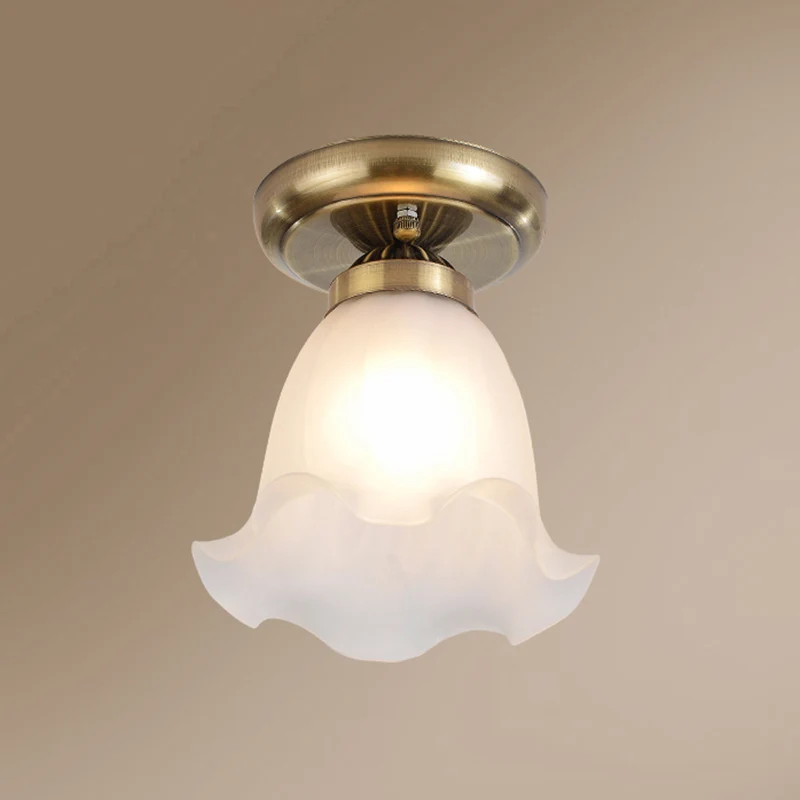 1 lamp van mat wit glas, inbouwlamp, rustieke bloemenslaapkamer, plafondmontagelamp Clearhalo