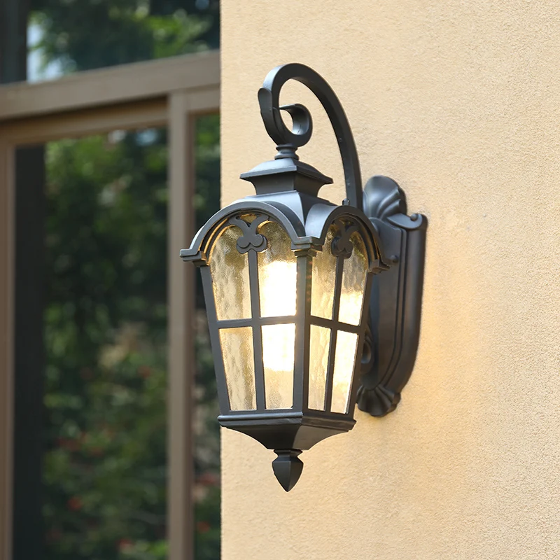 1 lamp wandmontage licht retro lantaarnvormige rimpel glazen wandverlichting voor binnenplaats Clearhalo