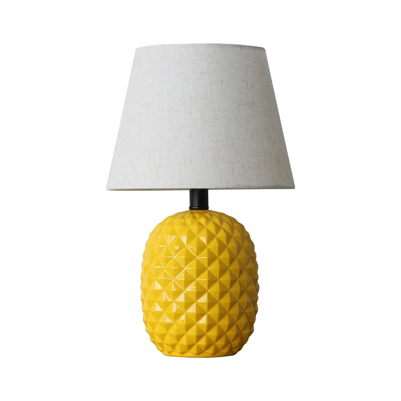 1 Lamp Woonkamer Tafellamp Modern Geel Kleine Bureaulamp met Flare Stoffen Kap Clearhalo