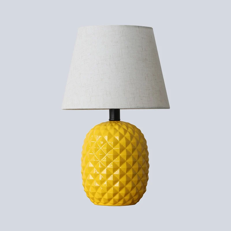 1 Lamp Woonkamer Tafellamp Modern Geel Kleine Bureaulamp met Flare Stoffen Kap Clearhalo